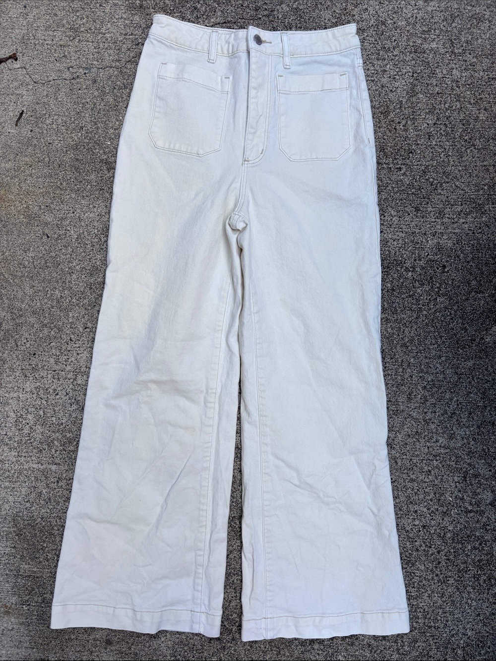 ROLLAS Women's 6 White High-Rise Wide-Leg Jeans off-white
